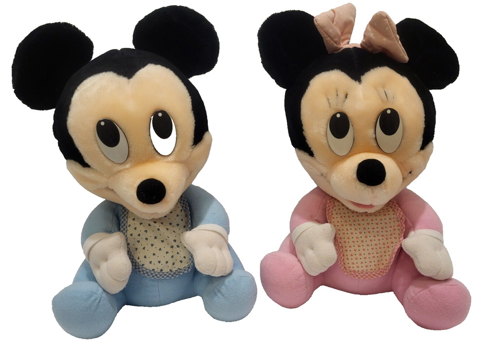 Playskool Disney Baby Mickey Minnie Plush Vintage 1984 Lot of 2 Each Is 12" Tall
